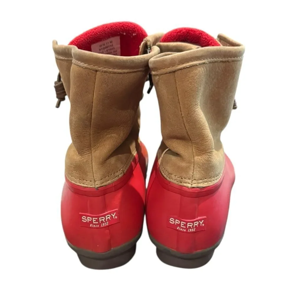 Sperry Top-Sider Women's Saltwater Red Leather Duck Boots 11